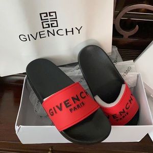 Givenchy Logo Slides Red and Black